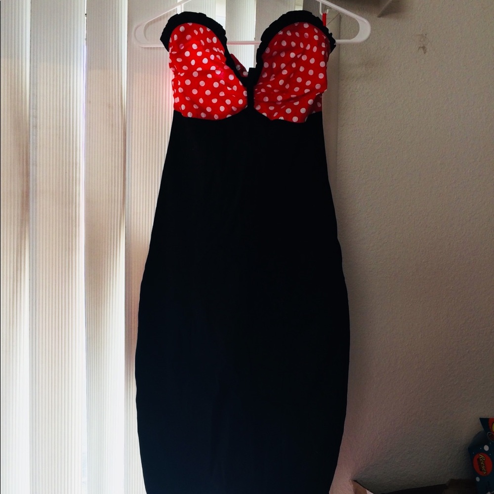 Strapless Polka Dot Pinup Minnie Mouse Dress